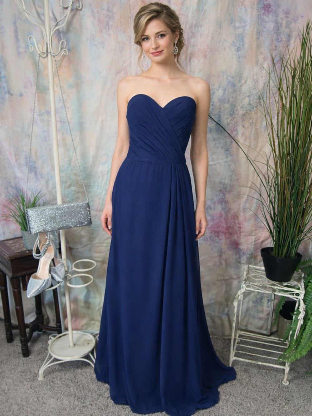 📌Mori Lee Strapless Chiffon Bridesmaid - Prom - Formal Dress with Long Slit